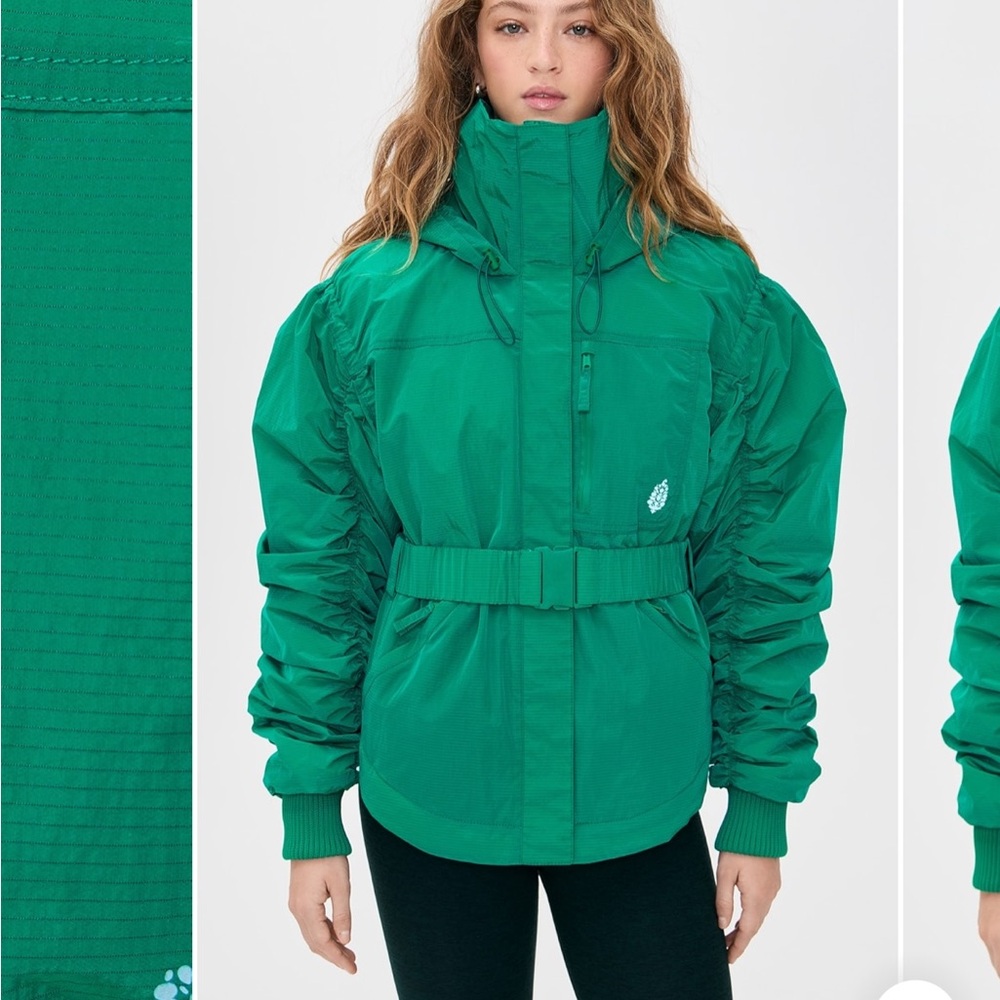 FP Movement by Free People Emerald Green Puffer Jacket with Belt
